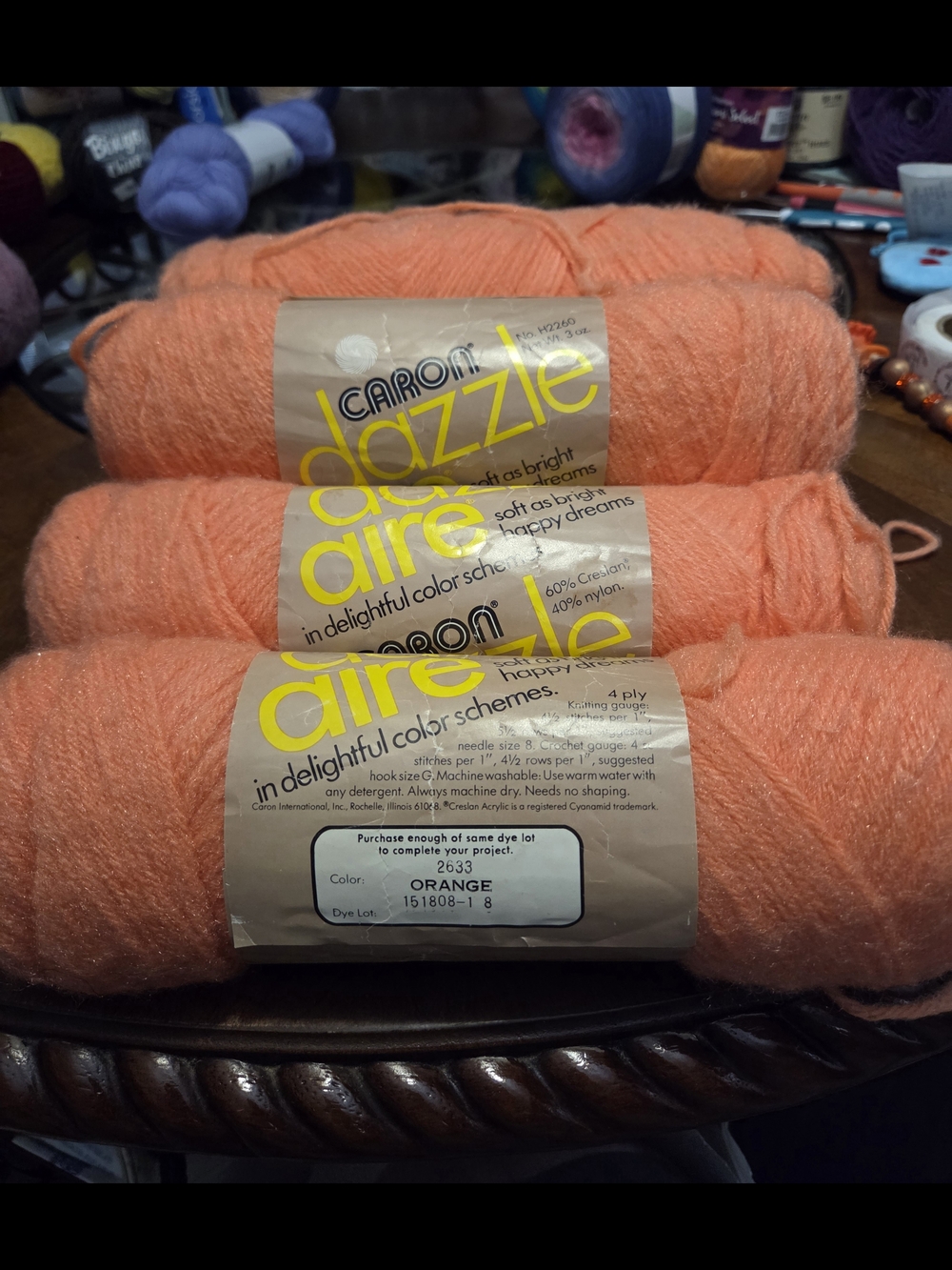 Caron Dazzle Aire Soft Orange Yarn - Pack of 4